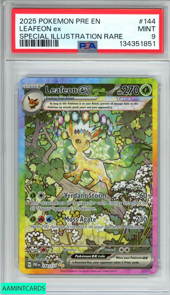2025 POKEMON PRISMATIC EVOLUTIONS LEAFEON EX #144 SPECIAL ILLUST RARE PSA 9 134351851