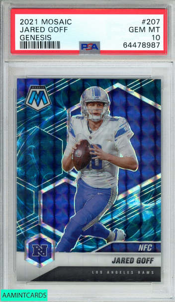 2021 PANINI MOSAIC JARED GOFF #207 GENESIS RAMS LIONS PSA 10 GEM MT 64478987