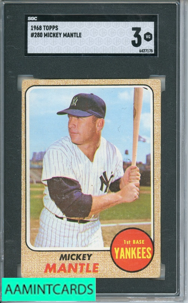 1968 TOPPS MICKEY MANTLE #280 SGC 3 6427175