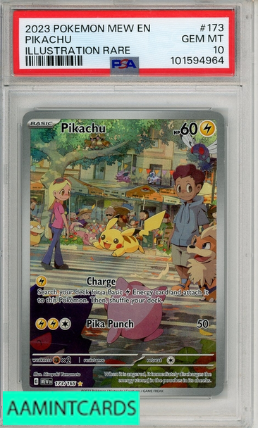 2023 POKEMON MEW EN-151 PIKACHU #173 ILLUSTRATION RARE PSA 10 GEM MT 101594964