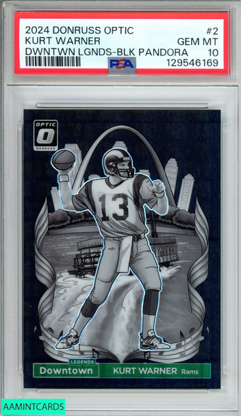 2024 DONRUSS OPTIC DOWNTOWN LEGENDS KURT WARNER #2 BLACK PANDORA 3 OF 25 PSA 10 129546169