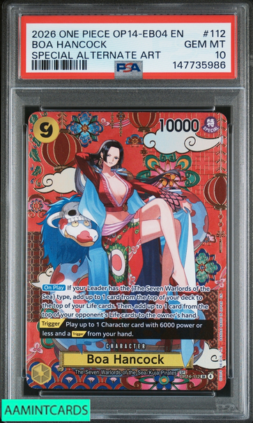 2026 ONE PIECE AZURE SEAS SEVEN BOA HANCOCK #112 SPECIAL ALTERNATE ART PSA 10 147735986