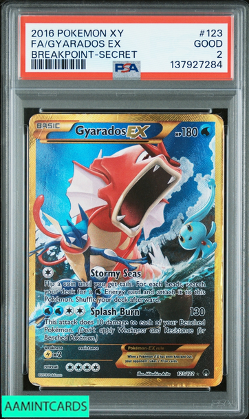 2016 POKEMON XY BREAKPOINT FA GYARADOS EX #123 SECRET PSA 2 GOOD 137927284