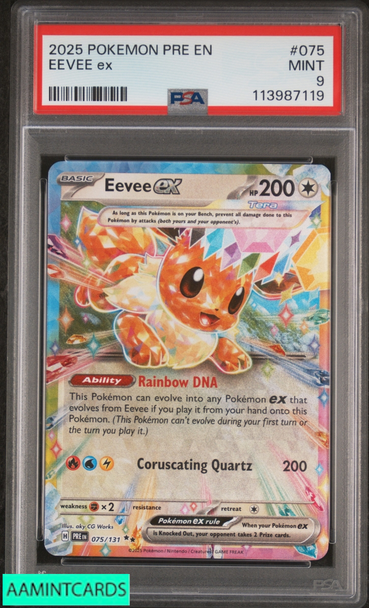 2025 POKEMON PRE EN PRISMATIC EVOLUTIONS EEVEE EX #075 PSA 9 MINT 113987119