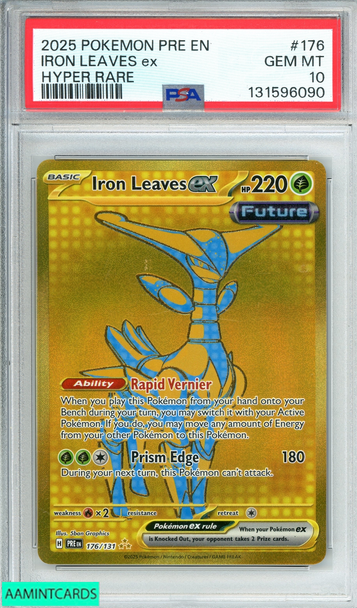 2025 POKEMON PRE EN-PRISMATIC EVOLUTIONS IRON LEAVES EX #176 HYPER RARE PSA 10 GEM MT 131596090