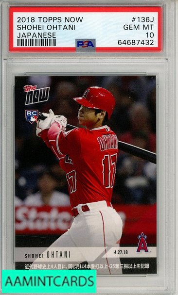2018 TOPPS NOW SHOHEI OHTANI #136J JAPANESE PSA 10 GEM MT  RC 64687432