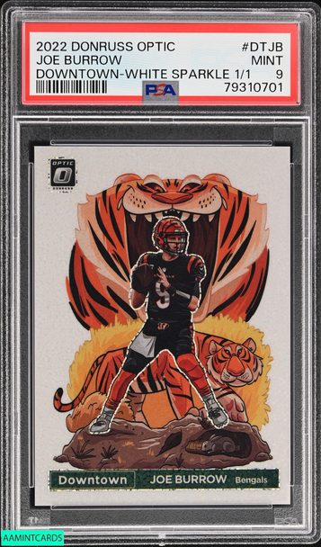2022 PANINI DONRUSS OPTIC DOWNTOWN JOE BURROW #DTJB WHITE SPARKLE 1 OF 1 PSA 9 79310701