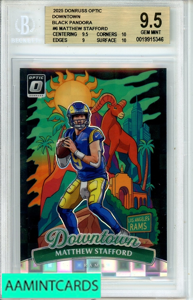 2025 PANINI DONRUSS OPTIC DOWNTOWN BLK PANDORA MATTHEW STAFFORD #6 BGS 9.5 0019915346