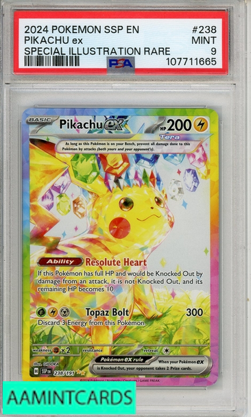 2024 POKEMON SSP EN-SURGING SPARKS PIKACHU EX #238 SPECIAL ILLUSTRATION RARE PSA 9 MINT 107711665
