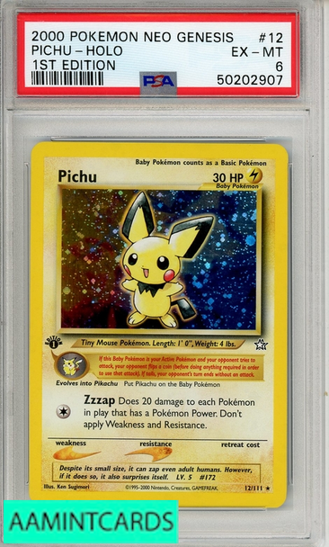 2000 POKEMON NEO GENESIS 1ST EDITION PICHU-HOLO #12 1ST EDITION PSA 6 EX-MT 50202907