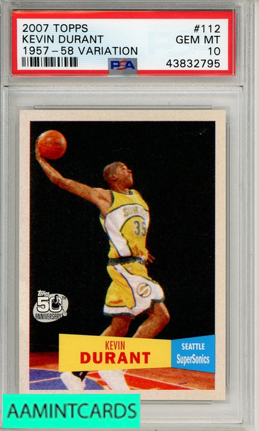 2007 TOPPS KEVIN DURANT #112 1957-58 VARIATION PSA 10 GEM MT RC 43832795