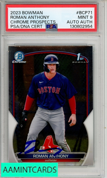 2023 BOWMAN CHROME PROSPECTS ROMAN ANTHONY #BCP71 PSA 9 AUTOG AUTHENTIC 130802954