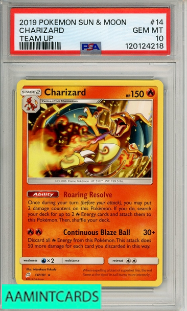 2019 POKEMON SUN MOON TEAM UP CHARIZARD #14 TEAM UP PSA 10 GEM MT 120124218