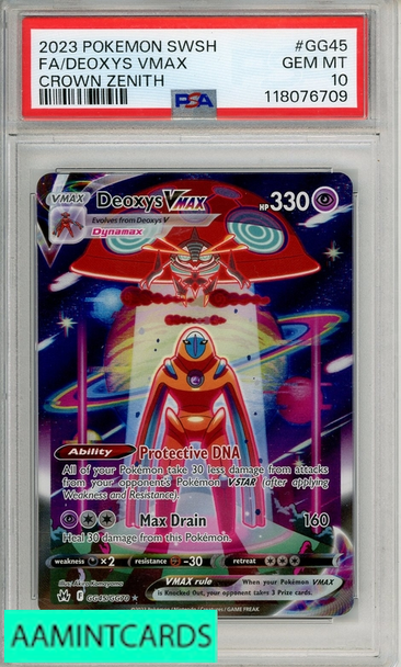 2023 POKEMON SWORD AND SHIELD CROWN ZENITH FA DEOXYS VMAX #GG45 PSA 10 118076709