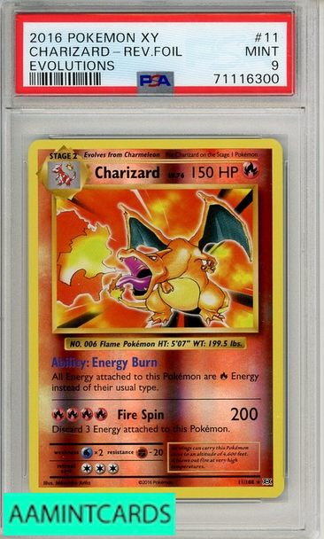 2016 POKEMON XY EVOLUTIONS CHARIZARD-REV FOIL #11 EVOLUTIONS PSA 9 MINT 71116300