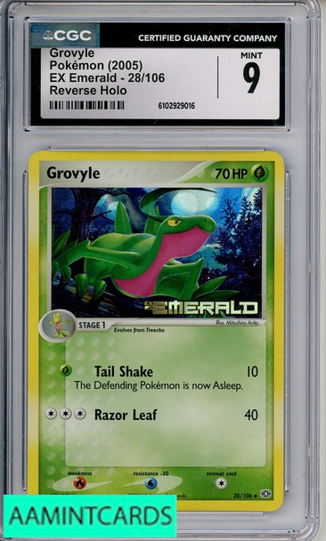 2005 POKEMON EX EMERALD GROVYLE REVERSE HOLO #28 CGC 9 6102929016