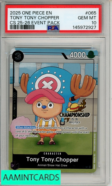 2025 ONE PIECE CHAMPIONSHIP 2025-26 EVENT PACK TONY TONY CHOPPER #065 PSA 10 145972927