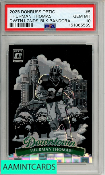 2025 PANINI DON OPTIC DOWNTOWN LEGEND THURMAN THOMAS #5 BLK PANDORA PSA 10 151865559