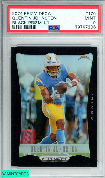 2024 PANINI PRIZM DECA QUENTIN JOHNSTON #176 BLACK PRIZM 1OF 1 PSA 9 MINT 139767206