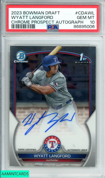 2023 BOWMAN DRAFT WYATT LANGFORD#CDAWL CHROME PROS AUTO RC PSA 10 GEM MT 86895006