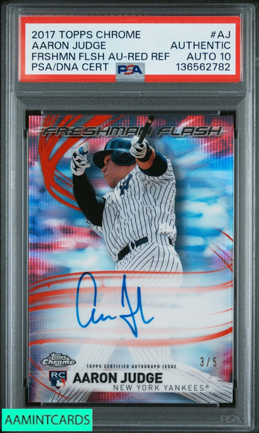 2017 TOPPS CHROME FRESHMAN FLASH AUTO AARON JUDGE RED 3 OF 5 RC PSA AUTH AU 10 *O*2026-04-11*136562782
