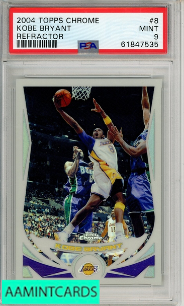 2004 TOPPS CHROME KOBE BRYANT #8 REFRACTOR PSA 9 MINT 61847535
