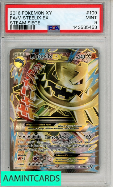 2016 POKEMON XY STEAM SIEGE FA M STEELIX EX #109 STEAM SIEGE PSA 9 MINT 143585453