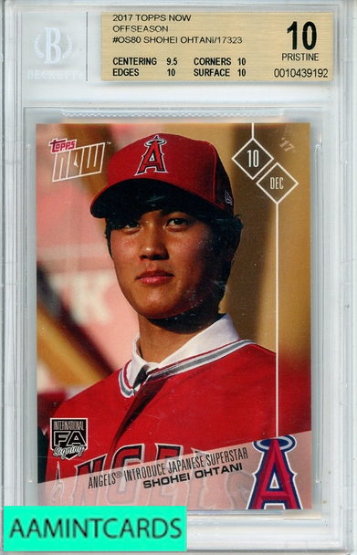 2017 TOPPS NOW OFFSEASON SHOHEI OHTANI #OS80 BGS 10 PRISTINE RC 0010439192
