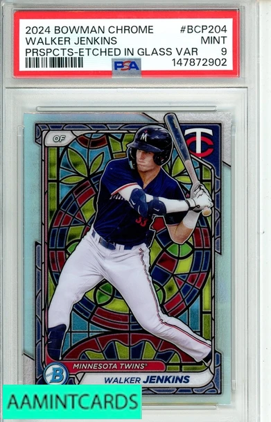 2024 BOWMAN CHROME PROSPECTS WALKER JENKINS #BCP204 ETCHED IN GLASS VAR PSA 9 147872902