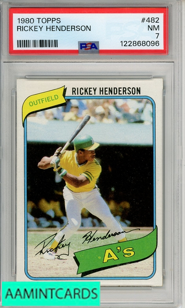 1980 TOPPS RICKEY HENDERSON #482 PSA 7 NM  RC 122868096