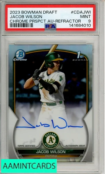 2023 BOWMAN DRAFT CHROME PROSPECT AUTO JACOB WILSON #CDAJWI REFRACTOR PSA 9 141684010