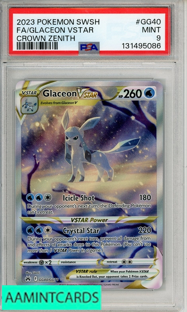 2023 POKEMON SWSH CROWN ZENITH FA GLACEON VSTAR #GG40 PSA 9 MINT 131495086