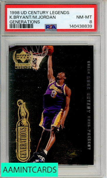 1998 UPPER DECK CENTURY LEGENDS GENERATIONS K BRYANT M JORDAN PSA 8 NM-MT 140438839