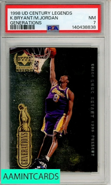 1998 UPPER DECK CENTURY LEGENDS GENERATIONS K BRYANT M JORDAN  PSA 7 NM 140438838