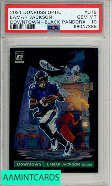 2021 PANINI DONRUSS OPTIC DOWNTOWN LAMAR JACKSON #DT9 BLACK PANDORA PSA 10 68047389