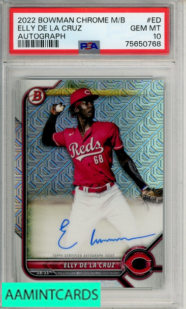 2022 BOWMAN CHROME MEGA BOX AUTOGRAPHS ELLY DE LA CRUZ #ED PSA 10 GEM MT 75650768