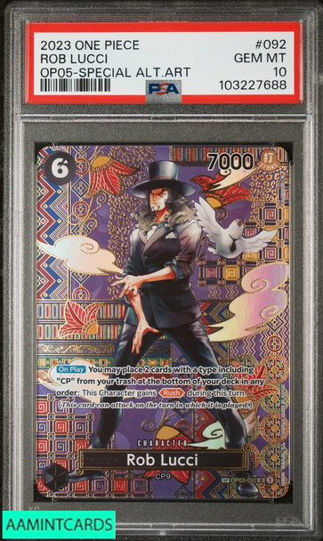 2023 ONE PIECE OP05-AWAKENING OF NEW ERA ROB LUCCI #092 SPECIAL ALT ART PSA 10 103227688