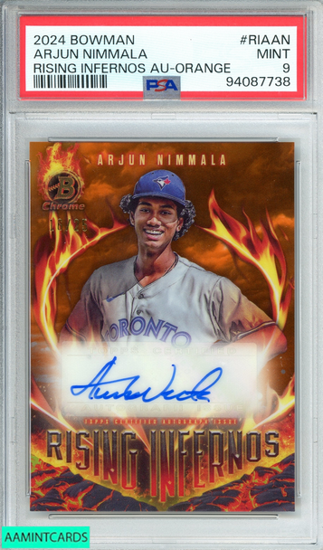 2024 BOWMAN ARJUN NIMMALA #RIAAN RISING INFERNOS AU-ORANGE OF 25 PSA 9 94087738
