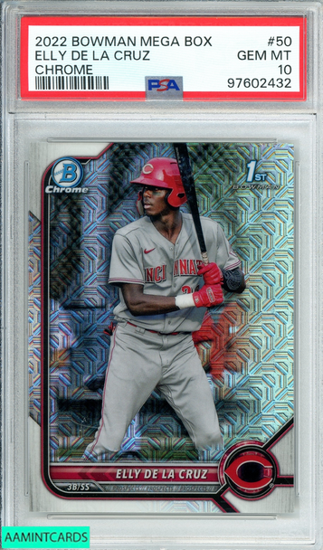 2022 BOWMAN MEGA BOX ELLY DE LA CRUZ #50 CHROME 1ST RC PSA 10 GEM MT 97602432