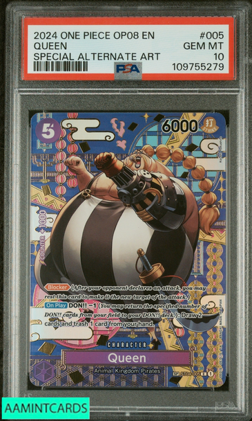 2024 ONE PIECE OP08-TWO LEGENDS QUEEN #005 SPECIAL ALTERNATE ART PSA 10 GEM MT 109755279