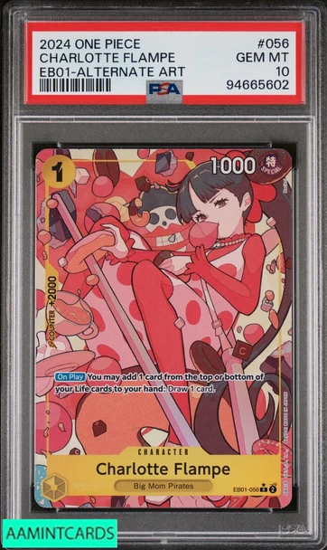2024 ONE PIECE EXTRA BOOSTER MEMORIAL COLL CHARLOTTE FLAMPE #056 ALT ART PSA 10 94665602