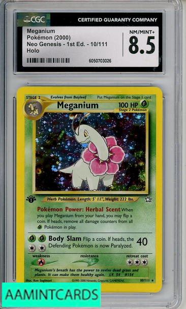2000 POKEMON NEO GENESIS MAGANIUM #10 1ST EDITION HOLO CGC 8.5 6050703026