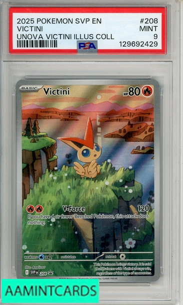 2025 POKEMON SVP EN-SV BSP VICTINI #208 UNOVA VICTINI ILLUS COLL PSA 9 MINT 129692429