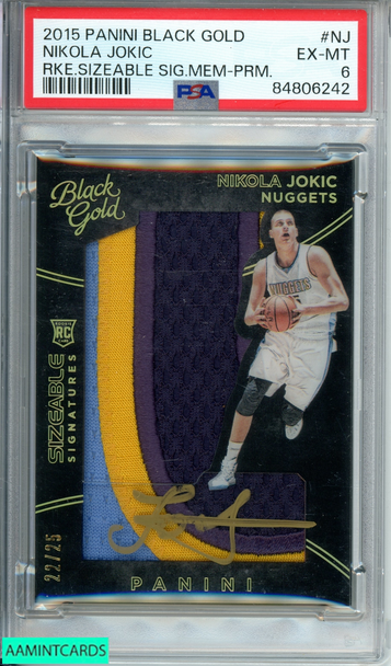 2015 PANINI BLACK GOLD NIKOLA JOKIC#NJ RKE SIZEABLE SIG MEM-PRM OF 25 RC PSA 6 84806242