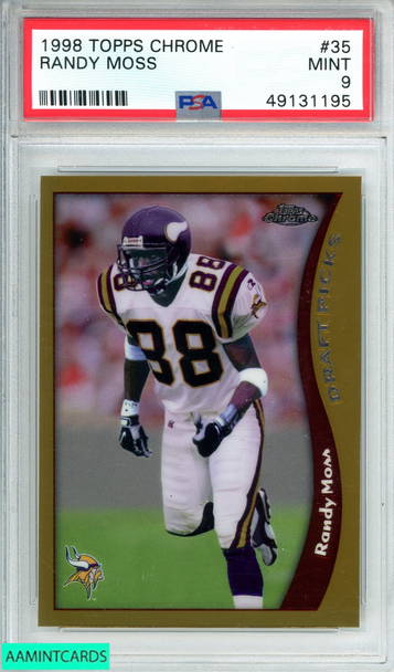 1998 TOPPS CHROME RANDY MOSS #35 MINNESOTA VIKINGS RC HOF PSA 9 MINT 49131195
