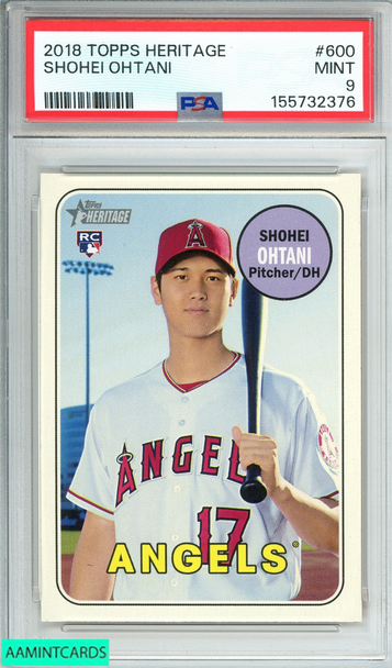 2018 TOPPS HERITAGE SHOHEI OHTANI #600 ROOKIE PSA 9 MINT 155732376