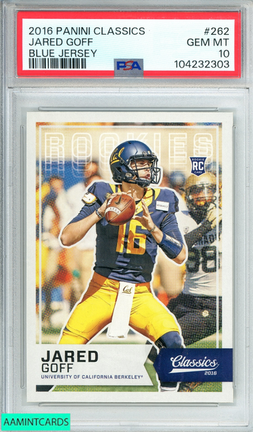 2016 PANINI CLASSICS JARED GOFF #262 ROOKIE PSA 10 GEM MT 104232303