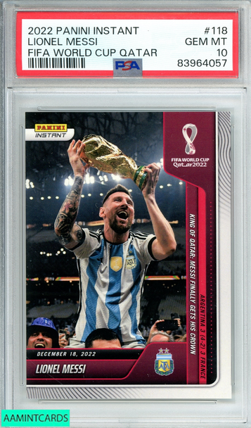 2022 PANINI INSTANT LIONEL MESSI #118 FIFA WORLD CUP QATAR PSA 10 GEM MT 83964057