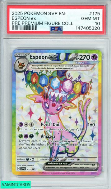 2025 POKEMON SVP EN-SV ESPEON EX #175 PRE PREMIUM FIGURE COLL PSA 10 GEM MT 147405320