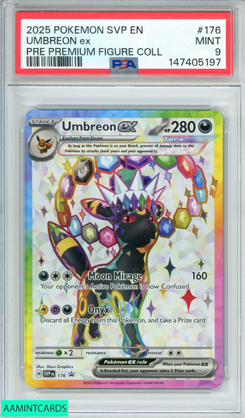 2025 POKEMON SVP EN-SV BLACK STAR PROMO UMBREON EX #176 PRE PREMIUM FIGURE COLL PSA 9 147405197